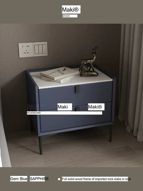 MOXER Lysandra Elegant Leather & Wood Minimalist Bedside Cabinet from MOXER