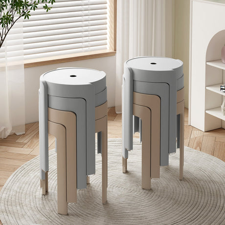 A&D Leonardo Stackable Thick Circular Modern Plastic Stool from A&D