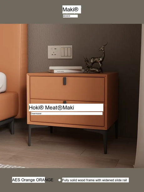 MOXER Lysandra Elegant Leather & Wood Minimalist Bedside Cabinet from MOXER