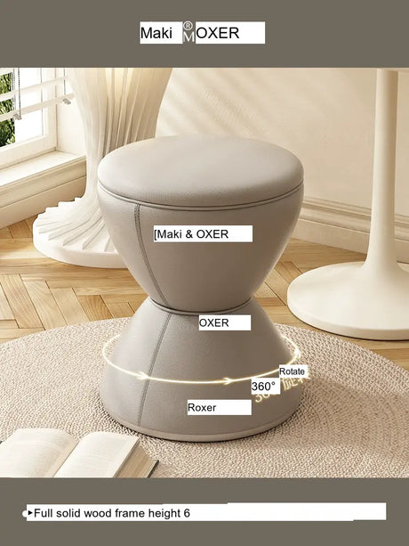 MOXER Elowen Elegant Solid Wood Rotating Dressing Stool from MOXER