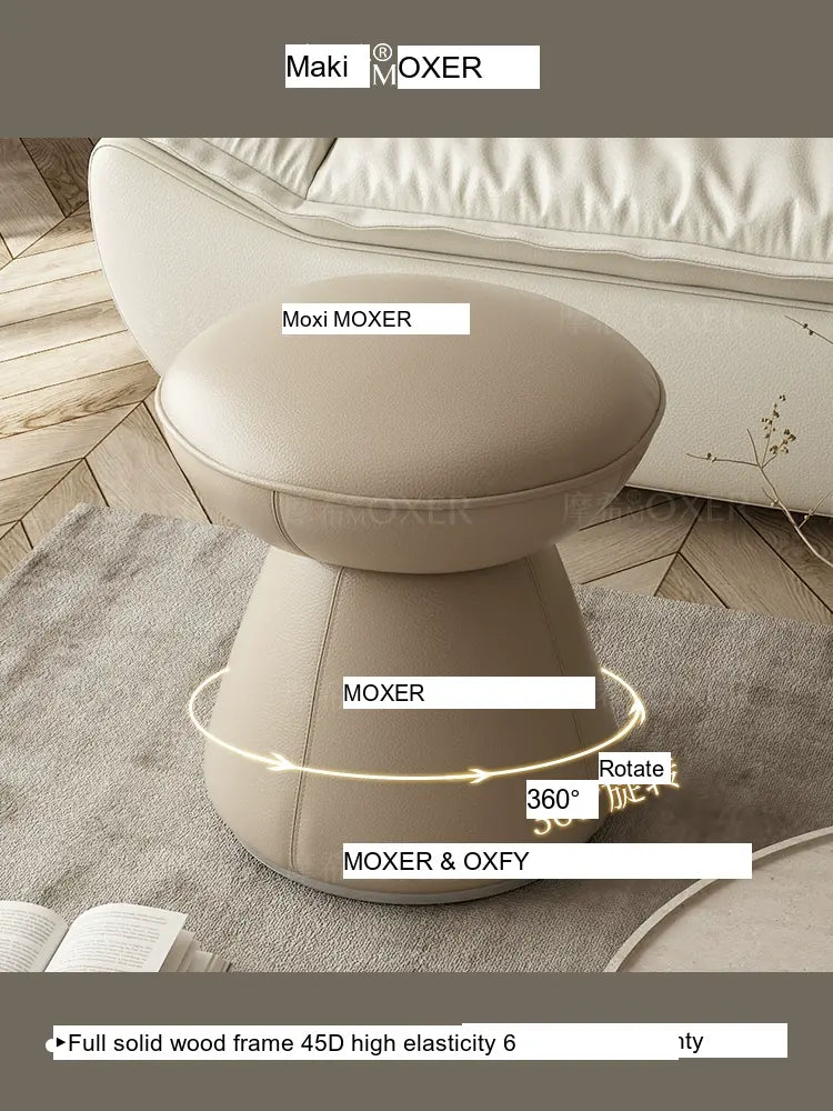 MOXER Elowen Premium Swivel Solid Wood Makeup Stool from MOXER