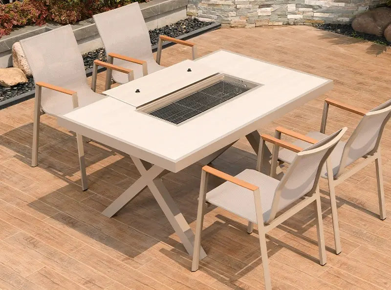 MOJIA Corvus Round Outdoor Barbecue Table with Smokeless Grill from MOJIA