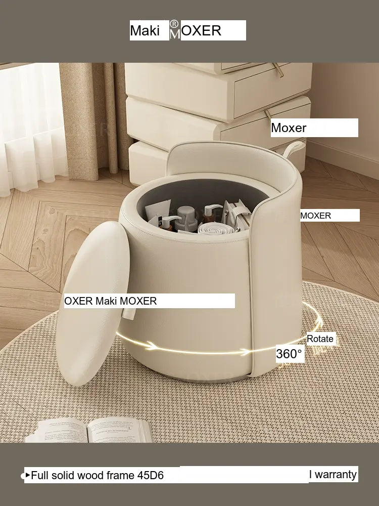 MOXER Calliope Luxe Genuine Leather Rotating Makeup Stool from MOXER