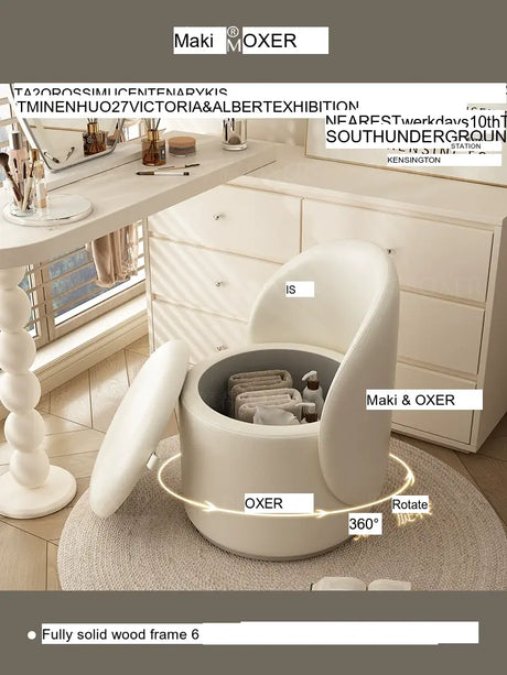 MOXER Santiago Elegant Swivel Makeup Stool from MOXER