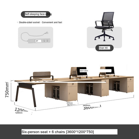 MUTINI Kira Elegant Simple Six-Person Workstation Desk from MUTINI