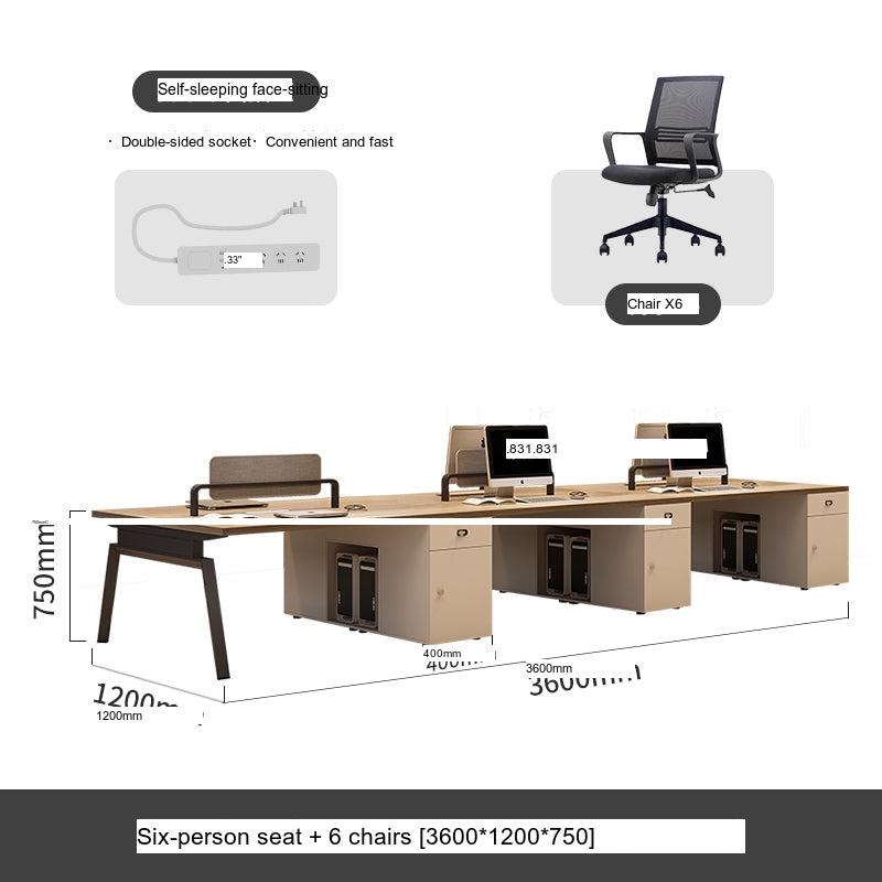 MUTINI Kira Elegant Simple Six-Person Workstation Desk from MUTINI