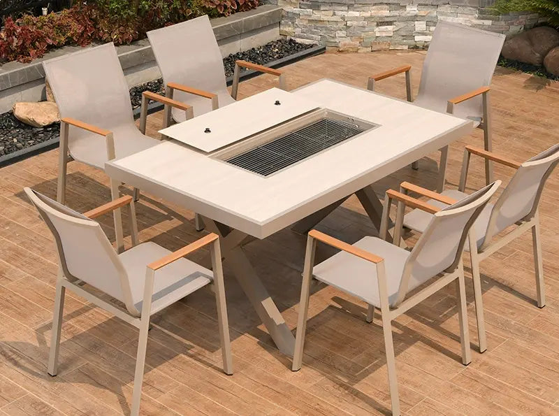 MOJIA Corvus Round Outdoor Barbecue Table with Smokeless Grill from MOJIA