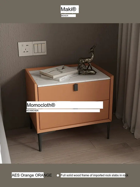 MOXER Lysandra Elegant Leather & Wood Minimalist Bedside Cabinet from MOXER