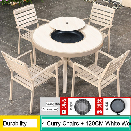 MOJIA Eulalia Wood-Grain Aluminum Barbecue Table for Stylish Courtyards from MOJIA