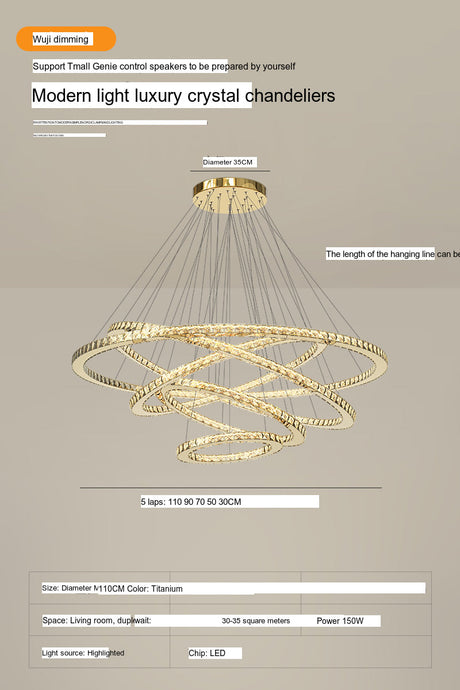 YDZM Marisol Elegant Crystal Country House Ceiling Lamp from YDZM