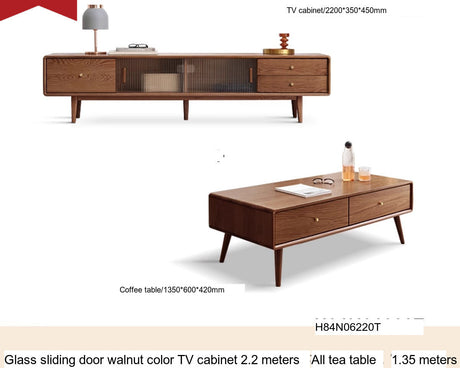 GENJI Ishtar Modern Oak Storage Cabinet and Coffee Table Combo. from GENJI