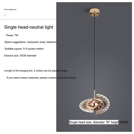 YDZM Amara Sleek Scandinavian Modern Pendant Ceiling Lamp from YDZM