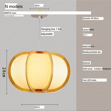 BOJI Kaori Elegant Wooden Japanese Ceiling Lamp - Outdoor Gazebo Light from BOJI