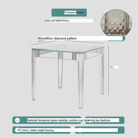 ABOUT WHITE Santiago Scandinavian Minimalist Glass Dining Table from ABOUT WHITE