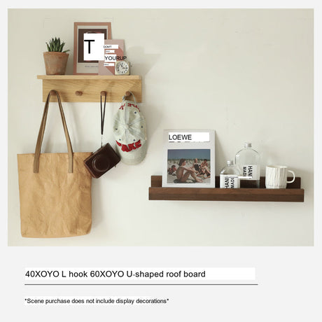 OGI NO RYOHIN Wall-Hung Shelf with Solid Wood Hooks from HOBBYTREE