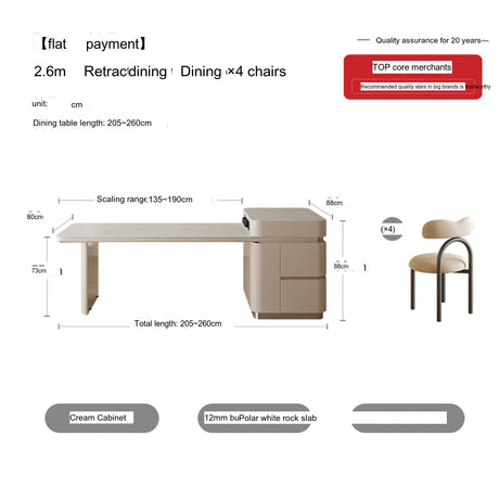 QUANMU Santiago Elegant Rock Plate Cream Style Luxury Dining Table from QUANMU