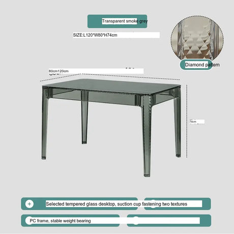 ABOUT WHITE Santiago Scandinavian Minimalist Glass Dining Table from ABOUT WHITE