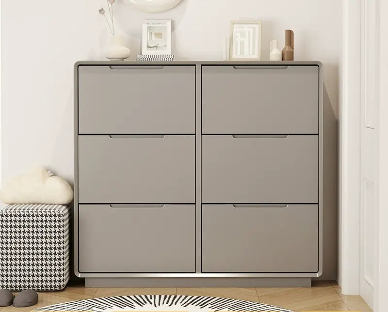 LINYUE Elara Minimalist Cream Flip Shoe Cabinet from LINYUE