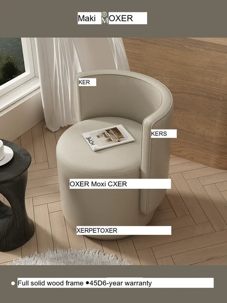 MOXER Sienna High-Grade Leather Solid Wood Makeup Stool from MOXER