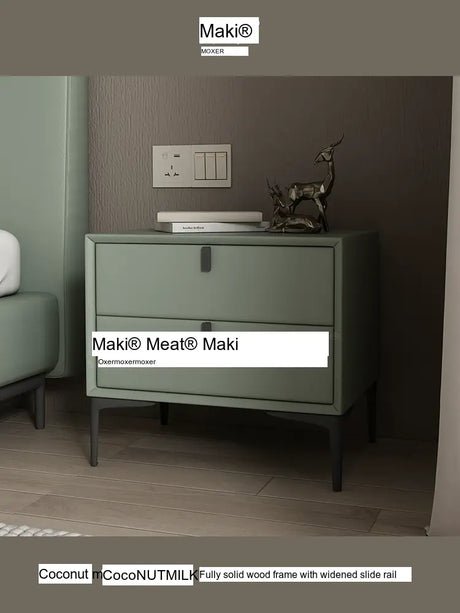 MOXER Lysandra Elegant Leather & Wood Minimalist Bedside Cabinet from MOXER