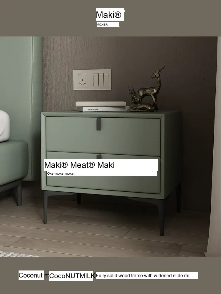 MOXER Lysandra Elegant Leather & Wood Minimalist Bedside Cabinet from MOXER