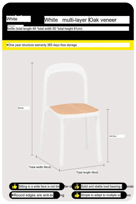 ABOUT WHITE Evangeline Minimalist Plastic Chair for Small Spaces from ABOUT WHITE