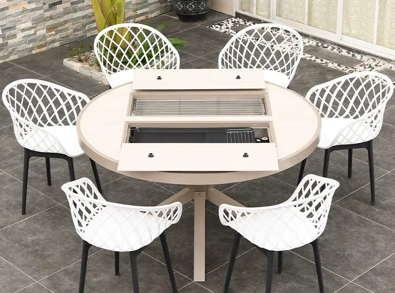 MOJIA Corvus Round Outdoor Barbecue Table with Smokeless Grill from MOJIA