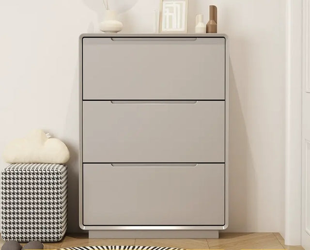 LINYUE Elara Minimalist Cream Flip Shoe Cabinet from LINYUE