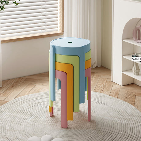 A&D Leonardo Stackable Thick Circular Modern Plastic Stool from A&D