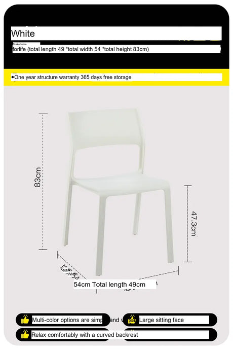 ABOUT WHITE Fernanda Minimalist Stackable Dining Chair from ABOUT WHITE
