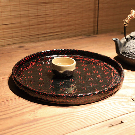 PAULOWNIA Haruki Elegant Bamboo Round Tea Support Tray from PAULOWNIA