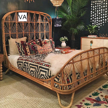 RATTAN FURNITURE Hokkaido Elegant Double Bed Rattan Wood from RATTAN FURNITURE