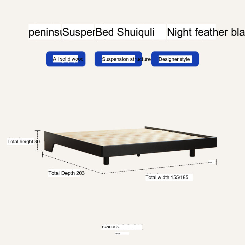 HANKE Iztacalco Solid Wood Minimalist Double Bed from HANKE