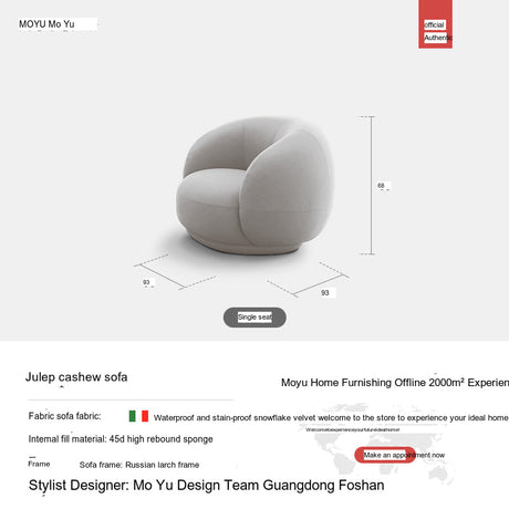 MOYU Santiago Elegant Curved Minimalist Sofa from MOYU