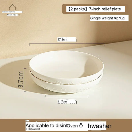 MH Seraphina Elegant White Ceramic Deep Plate Set from MH