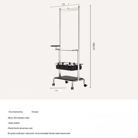ROOMHOME Elowen Minimalist Integrated Mirror with Movable Coat Racks and Stainless Steel Storage. from ROOMHOME
