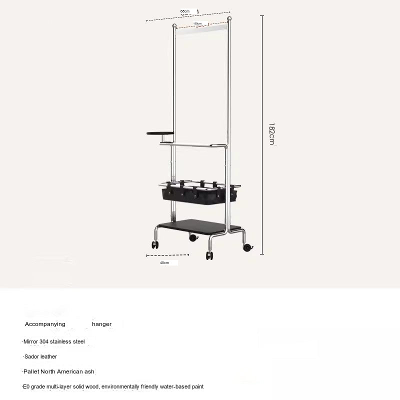 ROOMHOME Elowen Minimalist Integrated Mirror with Movable Coat Racks and Stainless Steel Storage. from ROOMHOME