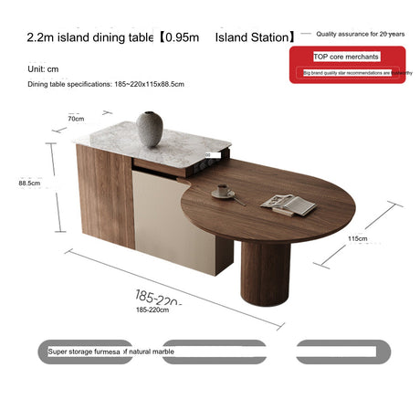 QUANMU Aravind Luxurious Walnut Retractable Dining Table from QUANMU