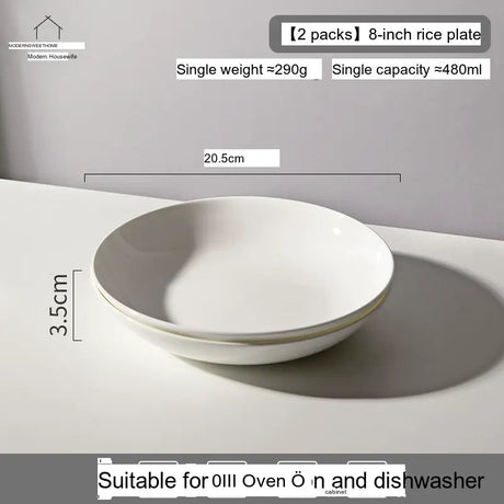 MH Isabela Elegant Pure White Ceramic Dish Set from MH