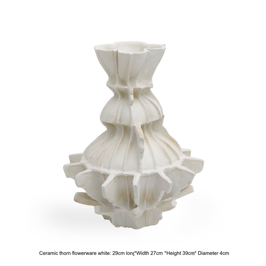 VAVINCI Keisuke Modern Simple Beige Art Grid Ceramic Flower Vase Decor from VAVINCI