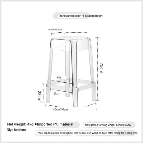NIYE Elowen Elegant Transparent Acrylic Bar Stool from NIYE