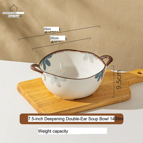 MH Yuki Functional Ceramic Double Ear Noodle Bowl from MH