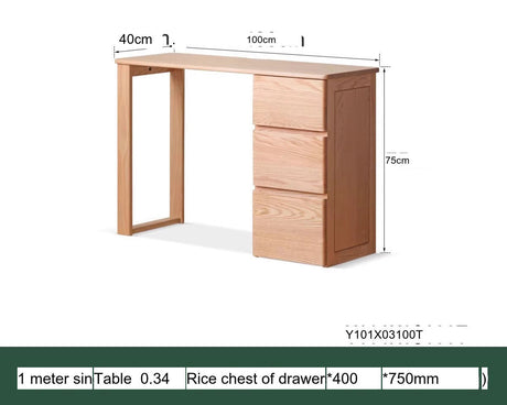 GENJI Kairos Solid Oak Double Computer Desk with Drawer from GENJI