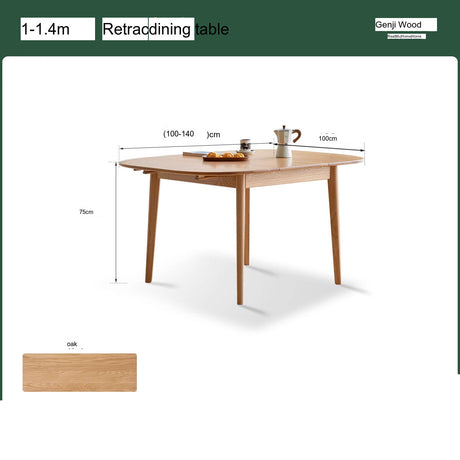 GENJI Haruki Rustic Space-Saving Oak Dining Table from GENJI