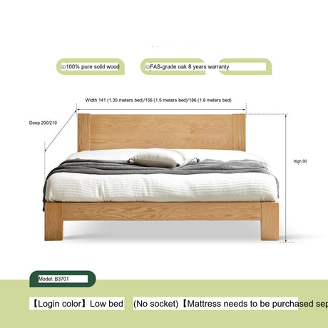 GENJI Isamu Solid Wood Modern Minimalist Oak Single Bed from GENJI