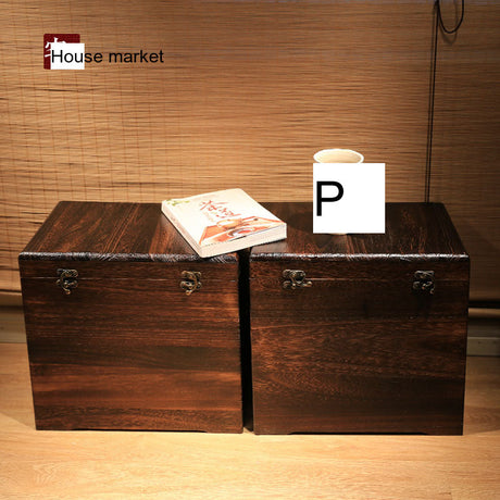 PAULOWNIA Alhambra Stylish Natural Wood Storage Box Seat Footstool from PAULOWNIA