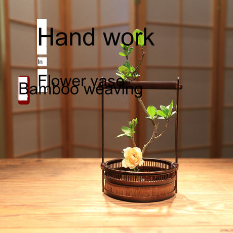 PAULOWNIA Haruki Elegant Handmade Bamboo Flower Basket from PAULOWNIA