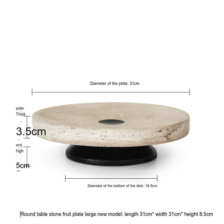 VAVINCI Araceli Elegant Round Tray - Creative Travertine & Solid Wood Ornaments from VAVINCI