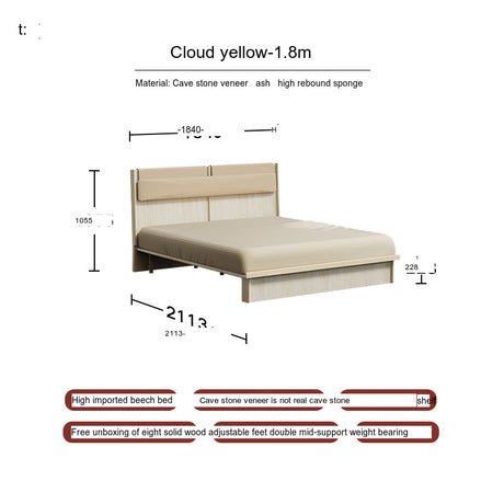 TELLS Amaya Contemporary Solid Wood Double Bed with Retro Cream Finish from TELLS