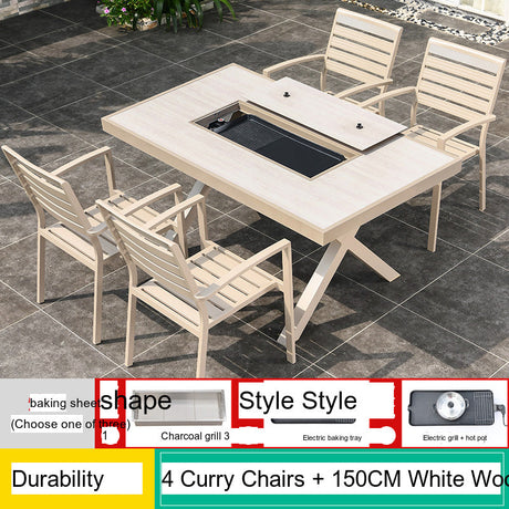 MOJIA Eulalia Wood-Grain Aluminum Barbecue Table for Stylish Courtyards from MOJIA